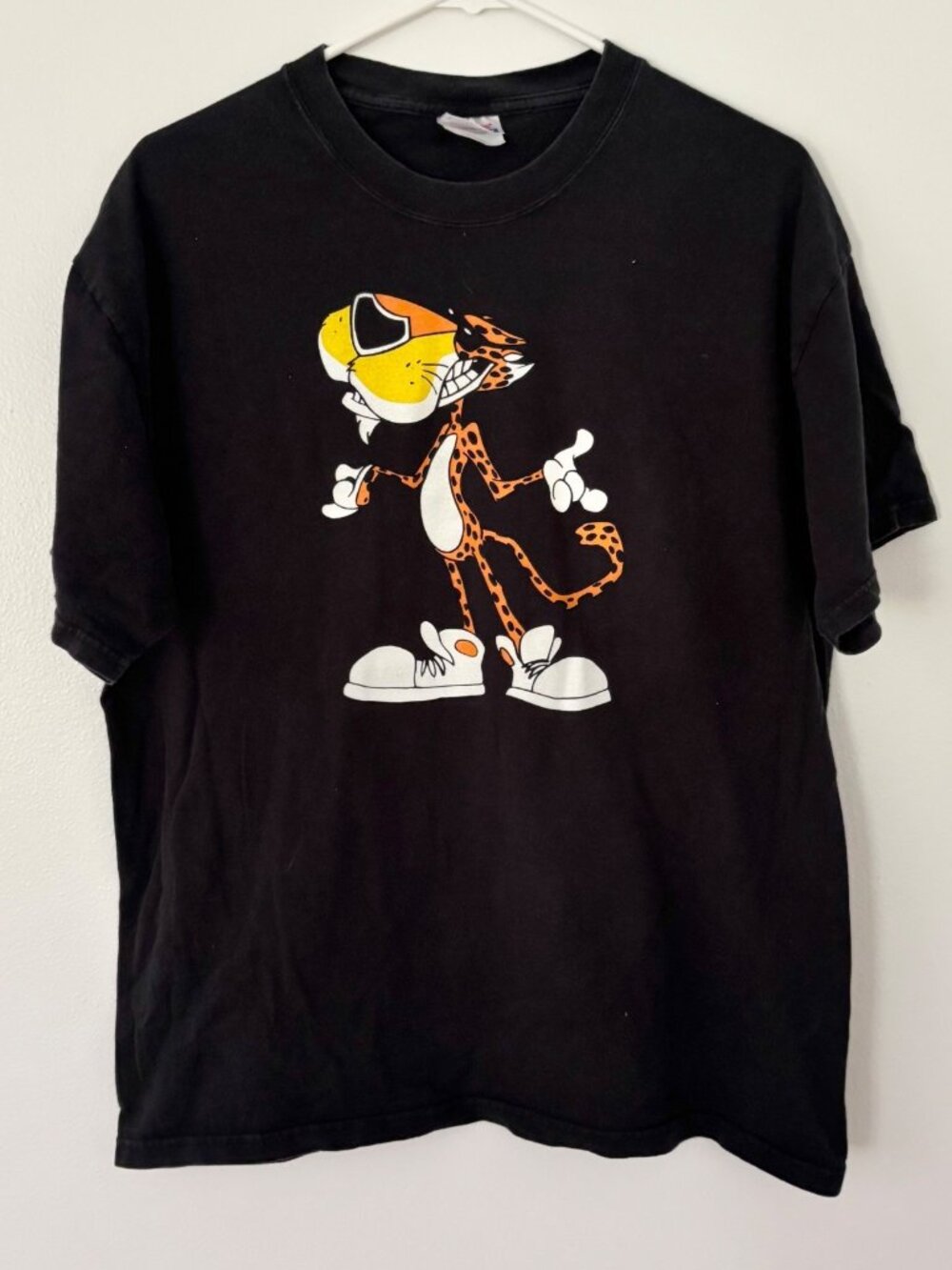 Men’s XL Black Cheetos Chester Cheetah Graphic T-Shirt 90s Cartoon Style